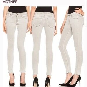 MOTHER The Looker Pop! Ankle Skinny Low Rise Jeans 27 Driftwood Gray‎ Wash Denim